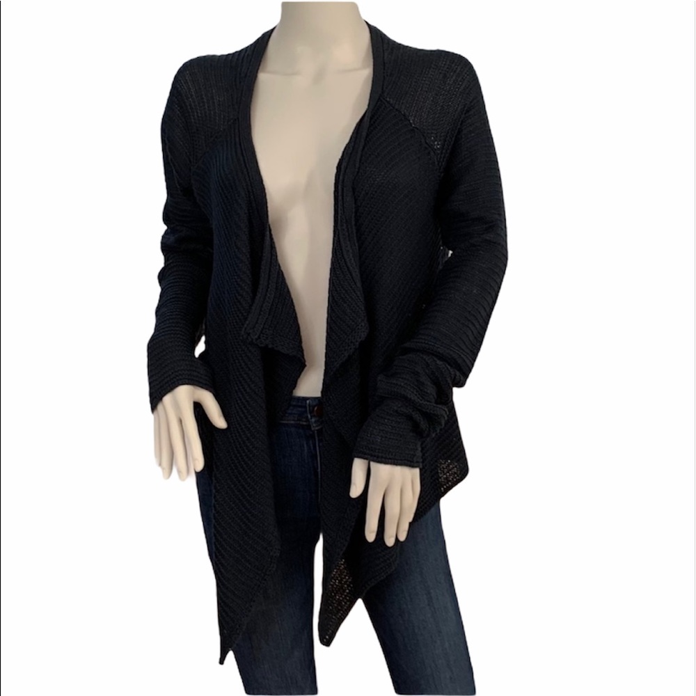 Final Touch Navy Open Knit Draped Cardigan